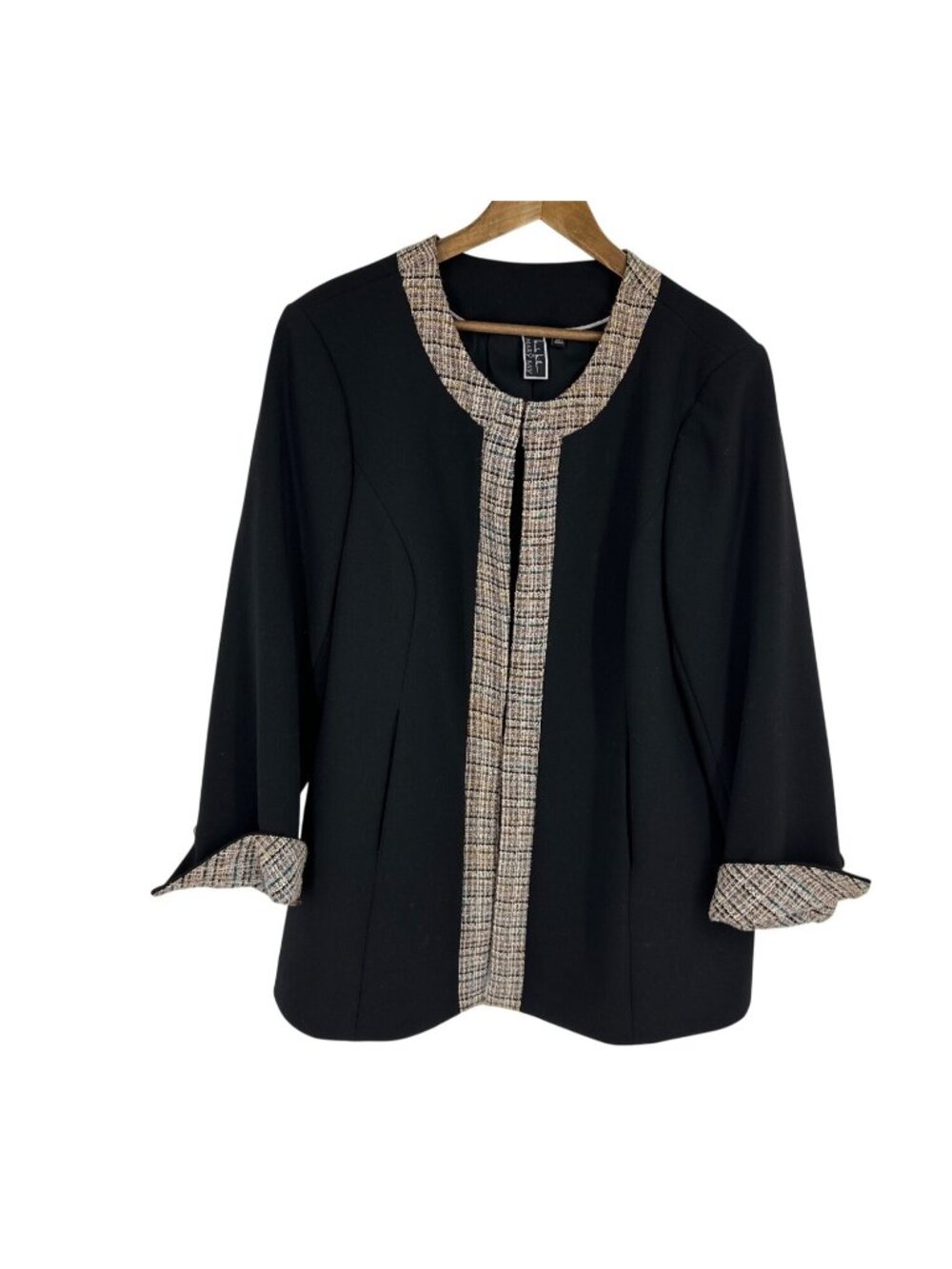 Nicole Miller for Mary Kay Black Jacket W/ Tweed Trim Women's Size 18W
